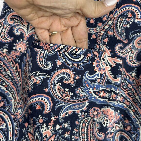 Pendleton Women’s Paisley Print Cotton Blend Ankle Pants Sz 14 Navy Coral Strech - Picture 11 of 11